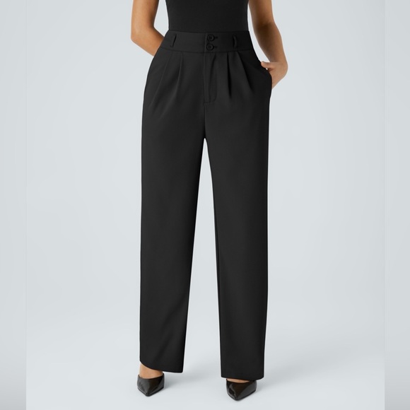 🆕 Halara High Waisted Shirred Straight Leg Work Pants, Size 2X - Picture 2 of 7
